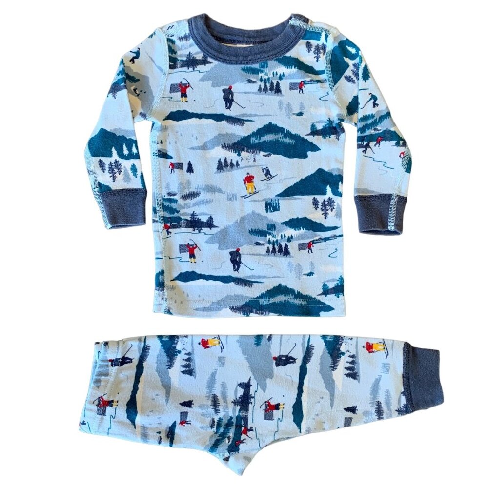 HANNA ANDERSSON Winter Sports Pajamas Boys 12-18 Mo 75 Ski Ice Hockey Cotton PJs